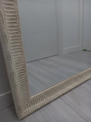 Espejo Grande Blanco y Dorado
