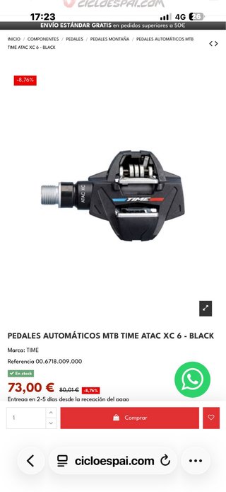 Pedales Time XC6  negros