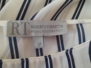 Blusa Roberto Torreta Rayas Azul Blanco