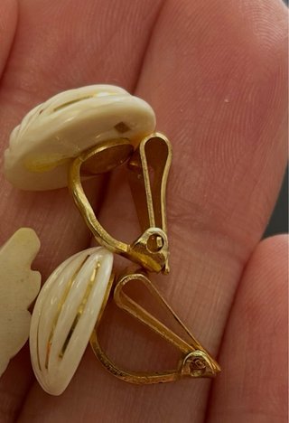 Pendientes vintage oro y hueso