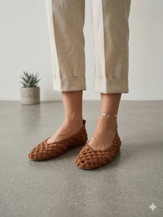 Ballerine H&M marroni intrecciate
