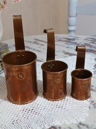 Juego 3 Medidas Cobre Antiguas Francés