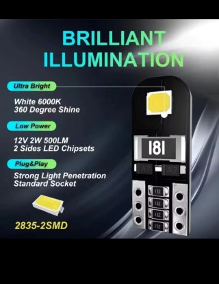 5 Bombillas LED T10W5W Canbus 12V 6000K High Quali