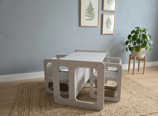 Tavolo Montessori con 2 Sedie per Bambini in Legno