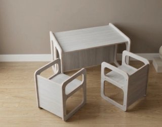 Tavolo Montessori con 2 Sedie per Bambini in Legno