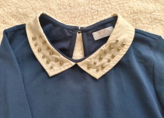 Vestido azul con cuello Peter Pan