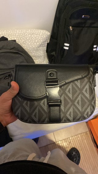 Borsa a spalla Dior nera e grigia