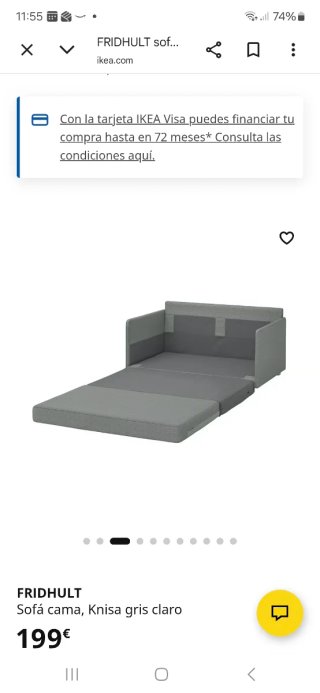 Sofá Cama 2 Plazas Gris