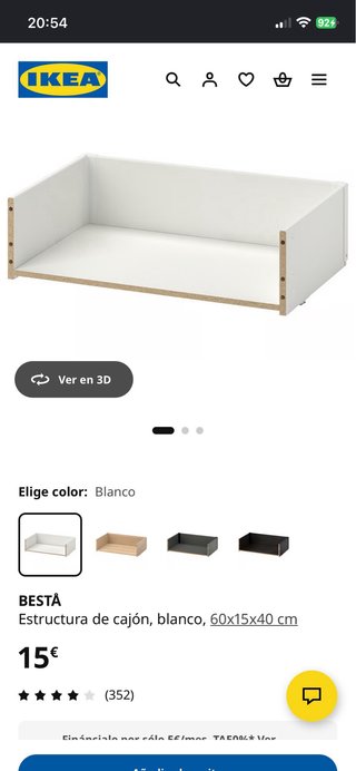 3 Estructuras de Cajón Ikea Besta 60X15X40