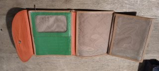 Cartera de piel Cache señora beige y verde
