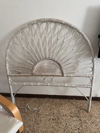Cabecero Cama Individual Ratán de madera blanca
