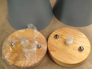 Lámparas colgantes madera y gris (2 unidades)