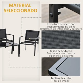 Conjunto Muebles Jardín 4 Piezas Negro