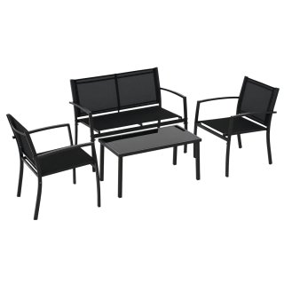 Conjunto Muebles Jardín 4 Piezas Negro