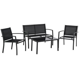 Conjunto Muebles Jardín 4 Piezas Negro