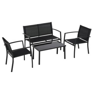 Conjunto Muebles Jardín 4 Piezas Negro