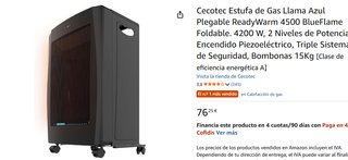 Cecotec Estufa Gas Llama Azul Plegable