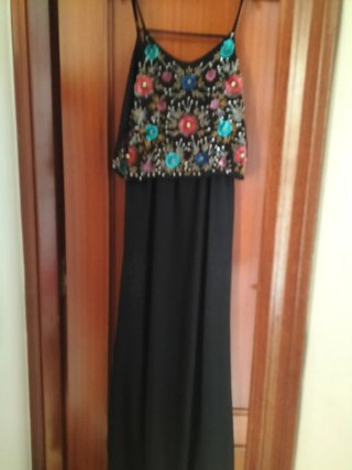 Vestido fiesta T.M-L bordado flores