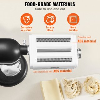 Accesorio de Pasta para Batidora de Pie KitchenAid, Juego de Cortador de Pasta de Acero Inoxidable 3 EN 1 que Incluye Rodillo de Pasta, Cortador de Espagueti y Fettuccine, 8 Niveles de Grosor Ajus...