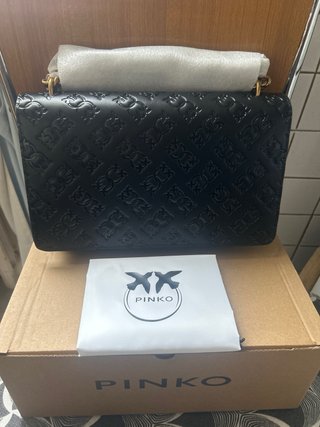 Borsetta Pinko Nera con Logo Uccelli