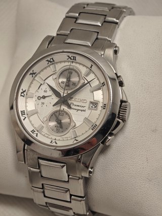 Reloj Seiko Premier Cronógrafo Plata Blanco