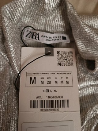 Top Zara Brillo Plateado Talla M
