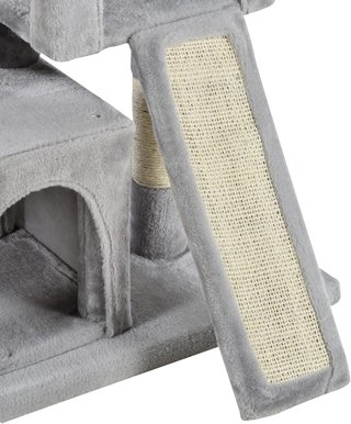 Árbol Rascador para Gatos Adultos y Gatitos con Pilares de Sisal, Cama y 2 Casitas con Recubrimiento de Piel, 59X39X81Cm, Gris Claro