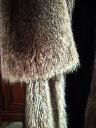 Cappotto pelliccia lungo donna marrone/beige