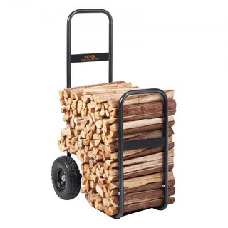 Carro de Leña, Capacidad de 113.4 kg, Mover de Almacenamiento de Leña para Interiores y Exteriores con Ruedas de PU y Tela Impermeable, Carretilla de Acero de Alta Resistencia, Transportador de Le...