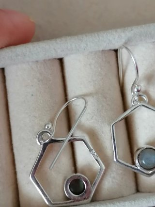Pendientes Plata de Ley Hexagonales Piedra Natural