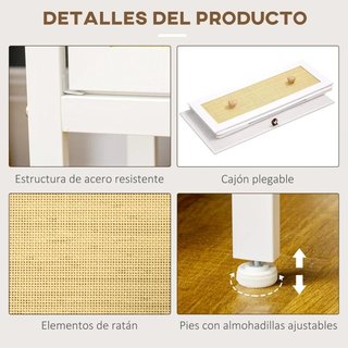 Cómoda Cajonera Cannage 6 Cajones Tela Blanca 120
