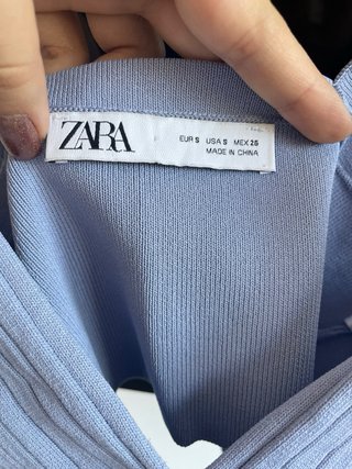Top corto Zara azul tiras largas T.S