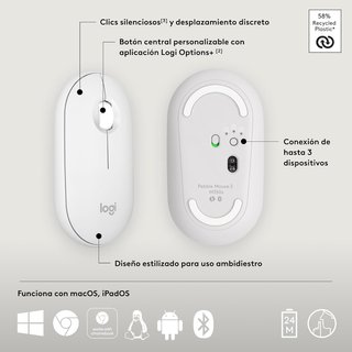 Ratón Inalámbrico Logitech Pebble M350s Bluetooth