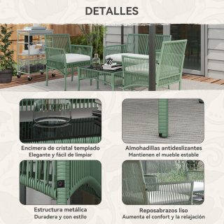 Conjunto Jardín Ratán Sintético