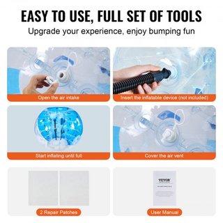 Bola Inflable de Choque 1-Pack, 5FT/1.5M Bolas Zorb Sumo para Adolescentes y Adultos, Bolas de Burbuja Humana de PVC de 0.8mm para Juegos de Equipo al Aire Libre, Juguetes de Choque para Jardín, P...
