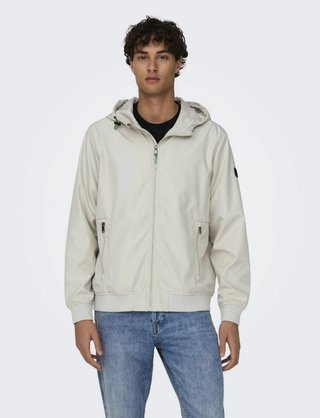 Chaqueta Bomber Hombre Beige Nueva