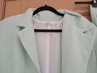Traje chaqueta y pantalón verde agua S