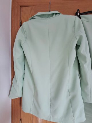 Traje chaqueta y pantalón verde agua S