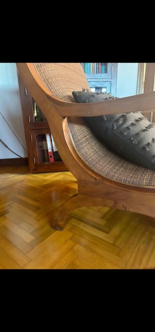 Diván y Reposapiés Ratán y Madera