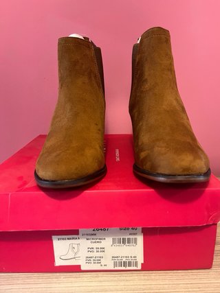 Botines Marrones Talla 40 Microfibra