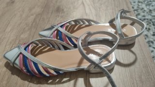Zapatos planos plateados y de colores