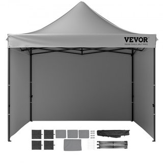 Carpa Plegable para Exterior Gazebo 304.8 x 304.8 cm con Paredes Laterales Gris Oscuro