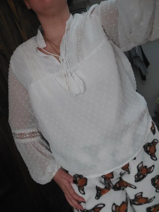 Blusa blanca bordada Shein.