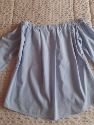 Blusa Mango Escote Bardot Azul