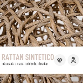 Cesta Elevada para Gatos Hasta 10Kg, Cama para Mascotas de Mimbre Color Madera (Φ52X58Cm)