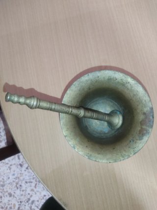 Antiguo almirez de farmacia de bronce finales XIX