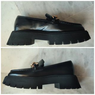 Mocasines piel plataforma Zara negros mujer