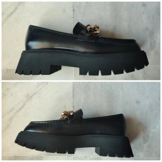 Mocasines piel plataforma Zara negros mujer