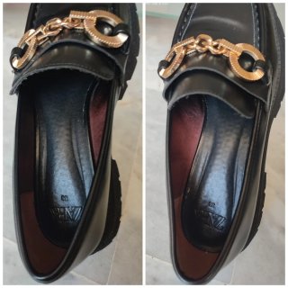Mocasines piel plataforma Zara negros mujer