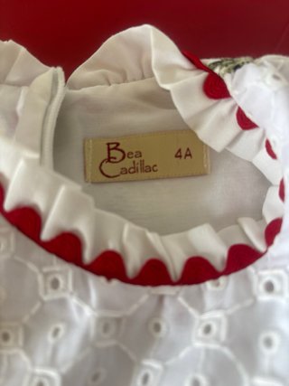 Vestido niña flores rojas y encaje Bea Cadillac